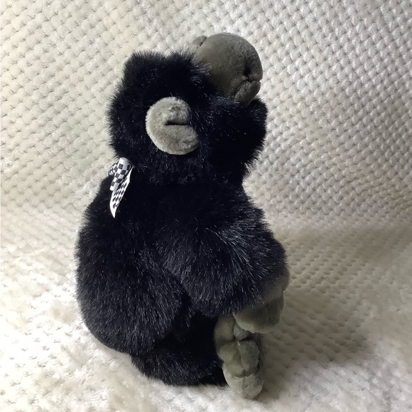 Animal Adventure Inc Plush Black Grey Gorilla with Checkered Bow Stuffed Animal - Picture 10 of 15